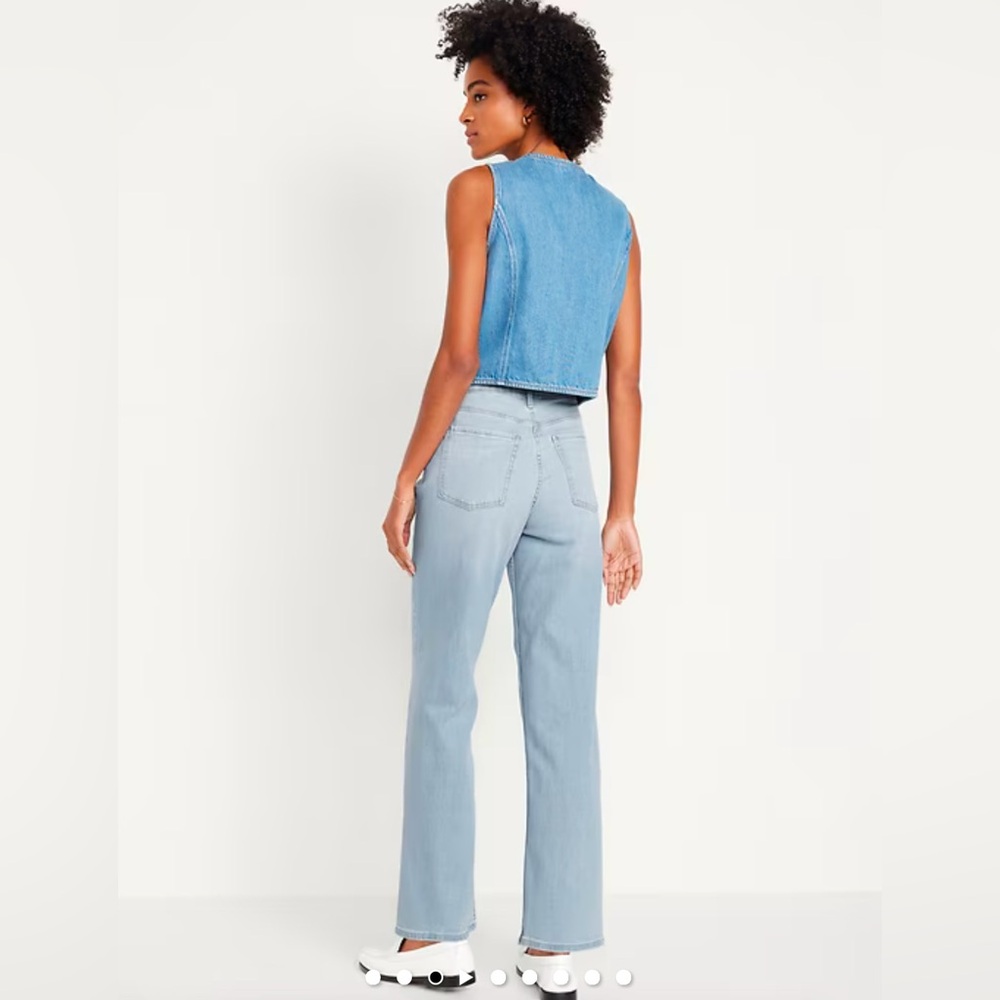 🆕 Old Navy Women's High-Waisted Wow Wide-Leg Jeans Light Wash 10 Regular M - Picture 6 of 16